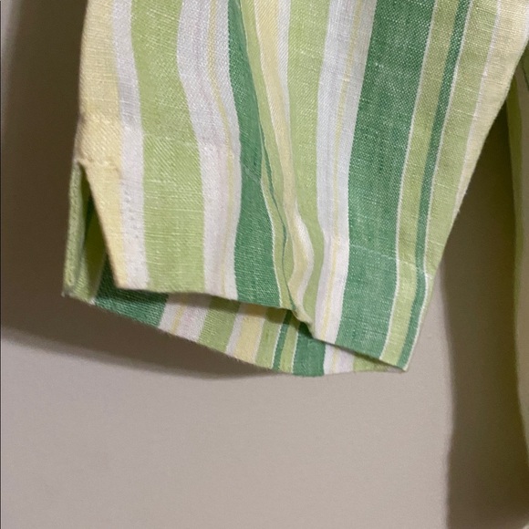 Coldwater Creek shirt blouse women 16 Green Leaf striped linen bundle of 2 fall - Picture 11 of 14